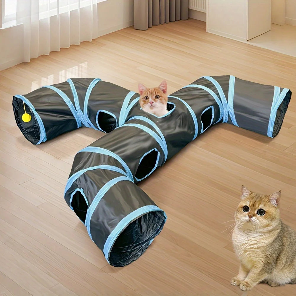 Three-Way Collapsible Cat Tunnel – Interactive Play Tunnel
