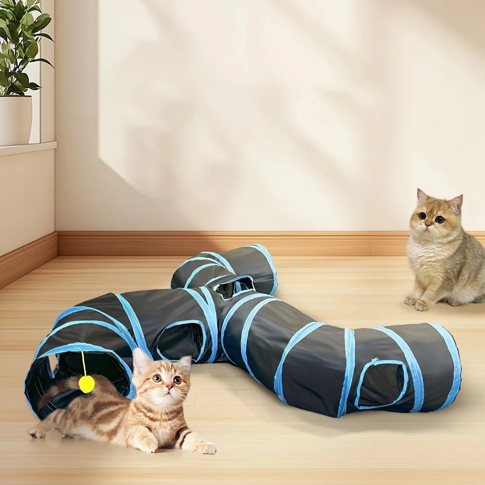 Three-Way Collapsible Cat Tunnel – Interactive Play Tunnel
