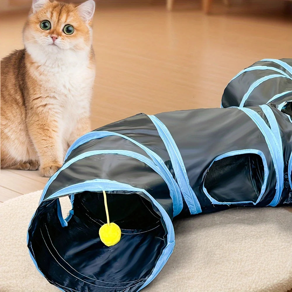 Three-Way Collapsible Cat Tunnel – Interactive Play Tunnel