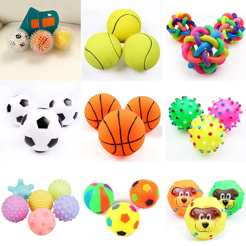 Squeaky Rubber Dog Ball – 6cm Chew Toy for Small Dogs & Puppies