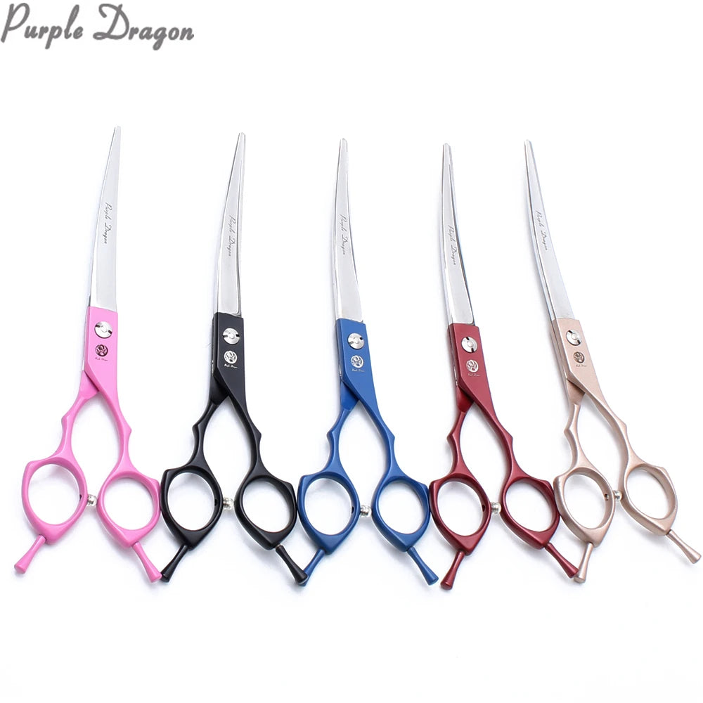 Purple Dragon Up-Curved Grooming Shears – Professional 6.5/7.0 in