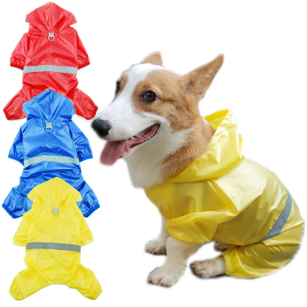 Waterproof Dog Raincoat – Reflective Jumpsuit for Small Dogs