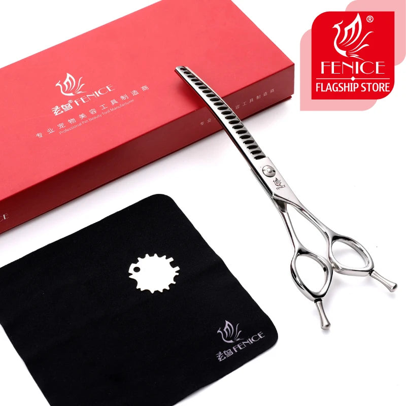 Fenice Professional Dog Grooming Shears – Curved Thinning & Chunkers