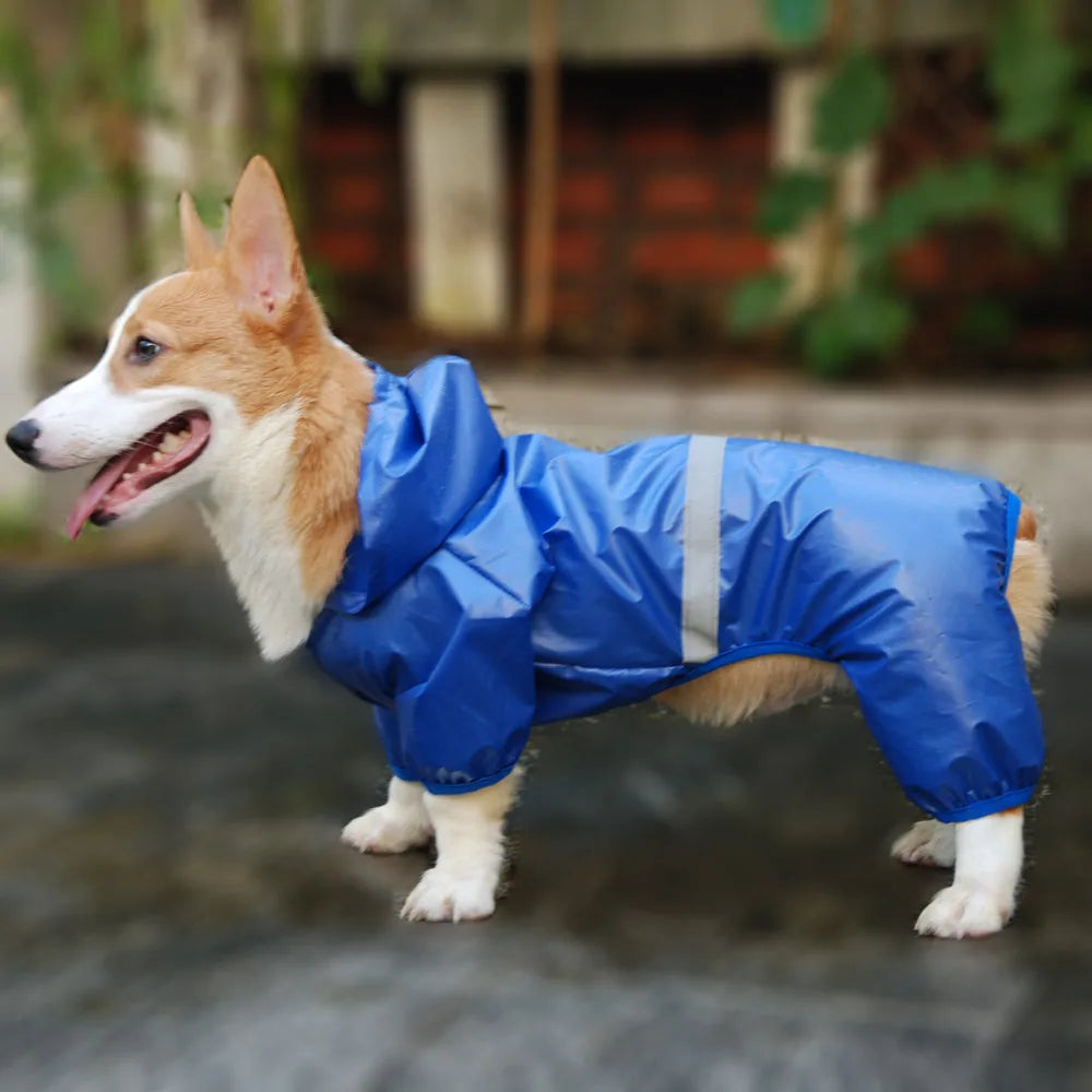 Waterproof Dog Raincoat – Reflective Jumpsuit for Small Dogs