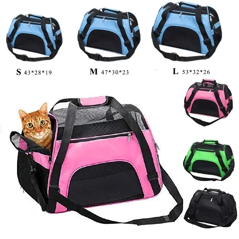 Foldable Mesh Pet Carrier Handbag – Breathable Travel Carrier