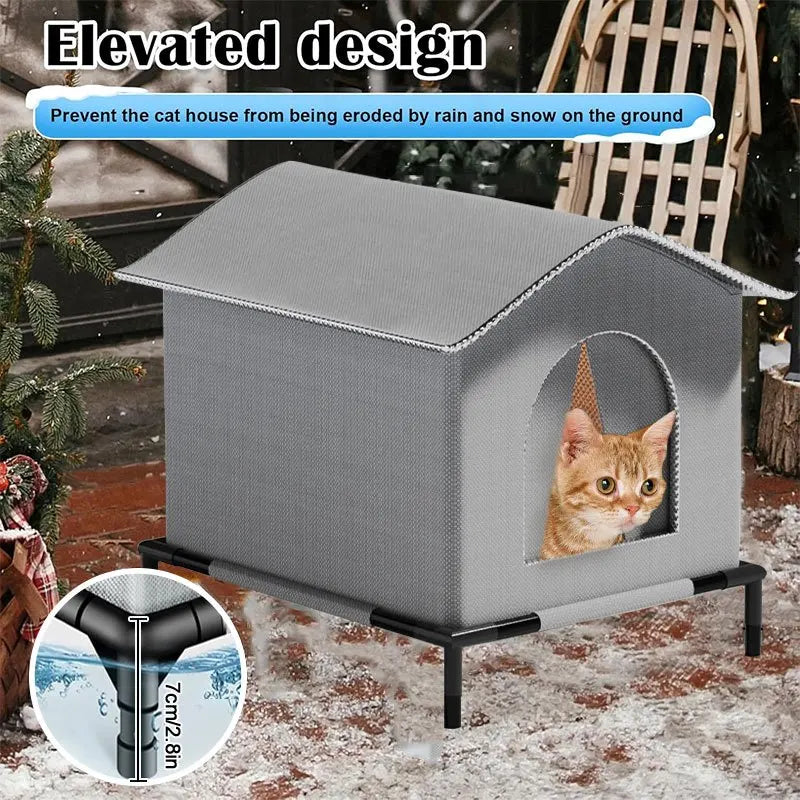 Waterproof Outdoor Cat House – Foldable Shelter with Mat