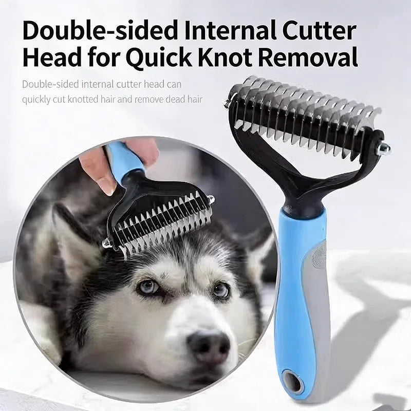 Double-Sided Stainless Dematting Rake – Knot Cutter & Deshedder