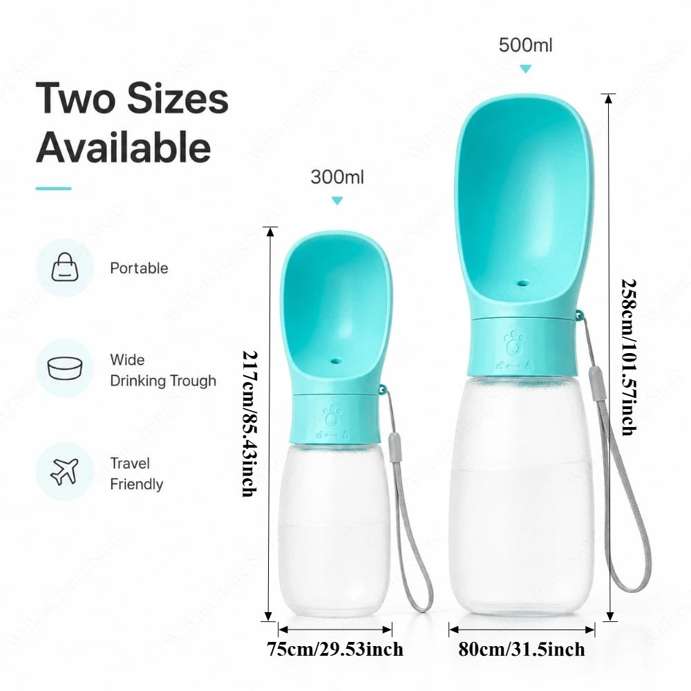 Travel Pet Water Bottle – 300/500 ml Portable Dispenser