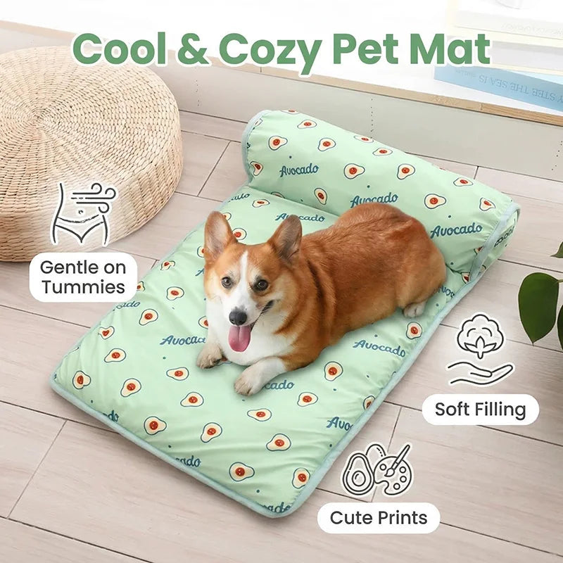 Summer Ice-Silk Cooling Mat – Non-Slip Washable Pet Cooling Pad