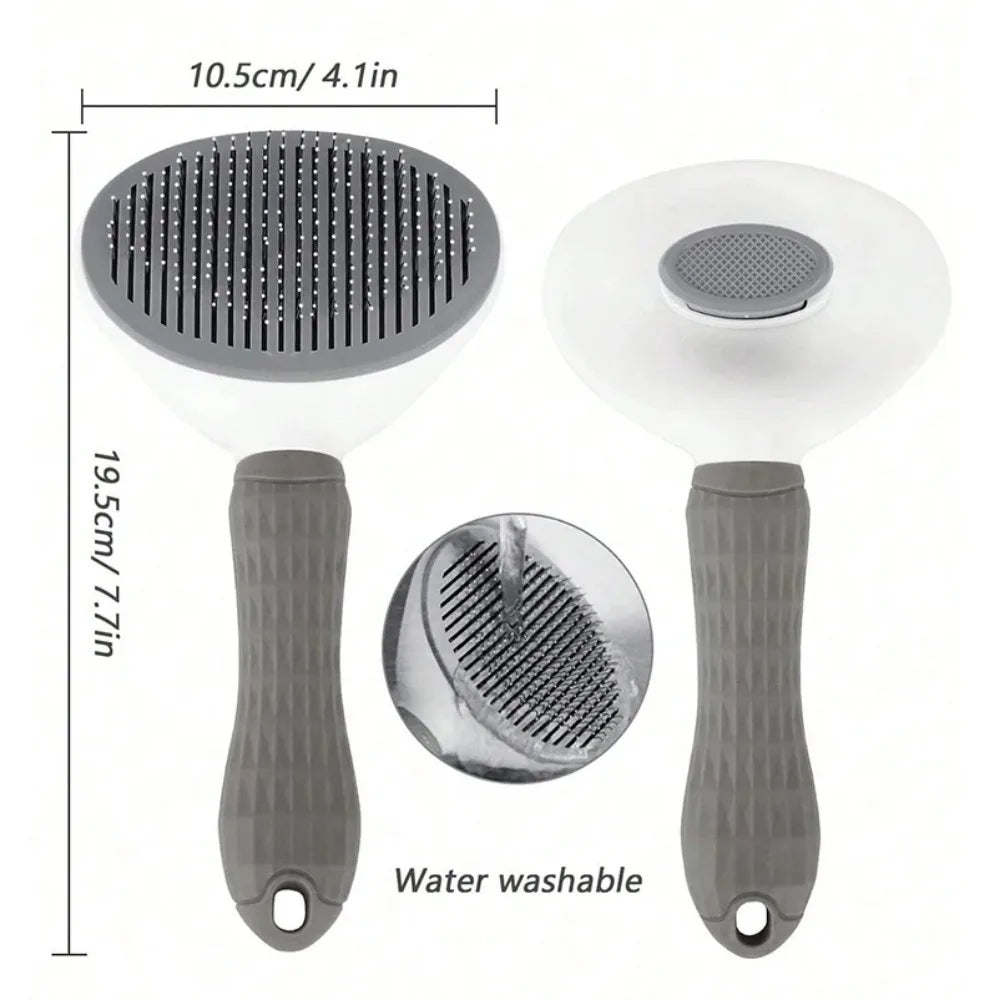 One-Click Pet Hair Removal Comb – Retractable-Pin Slicker