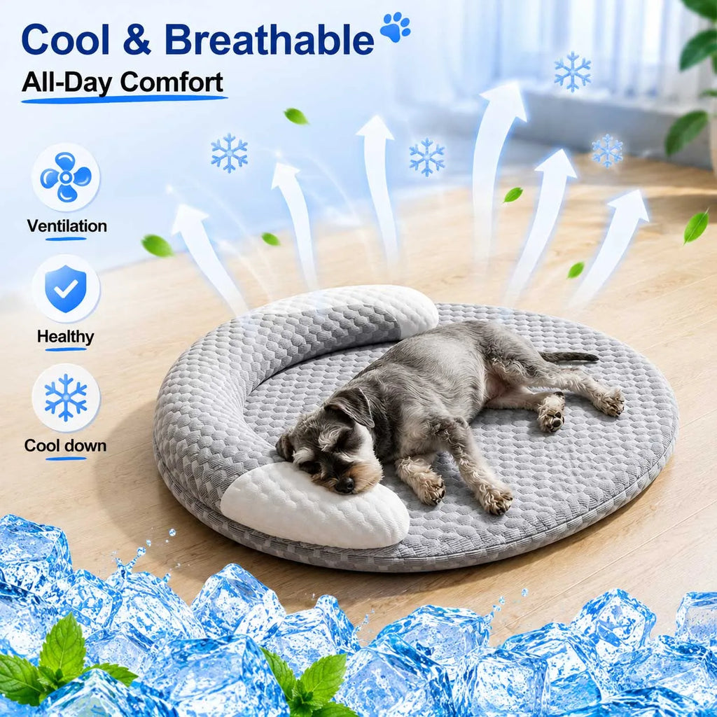 Ice-Silk Cooling Mat – Breathable Summer Bed for Dogs & Cats