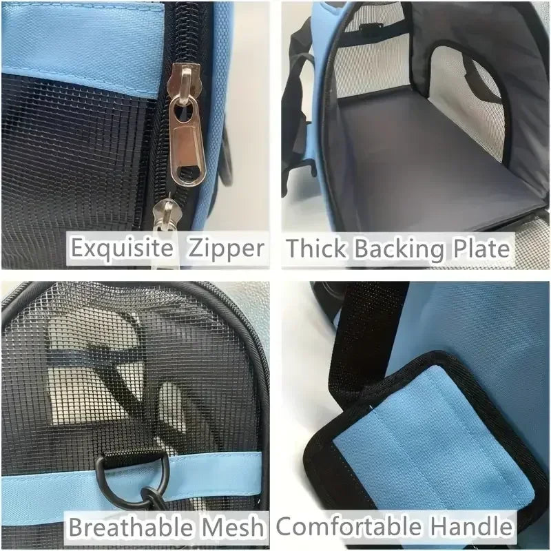 Foldable Mesh Pet Carrier Handbag – Breathable Travel Carrier
