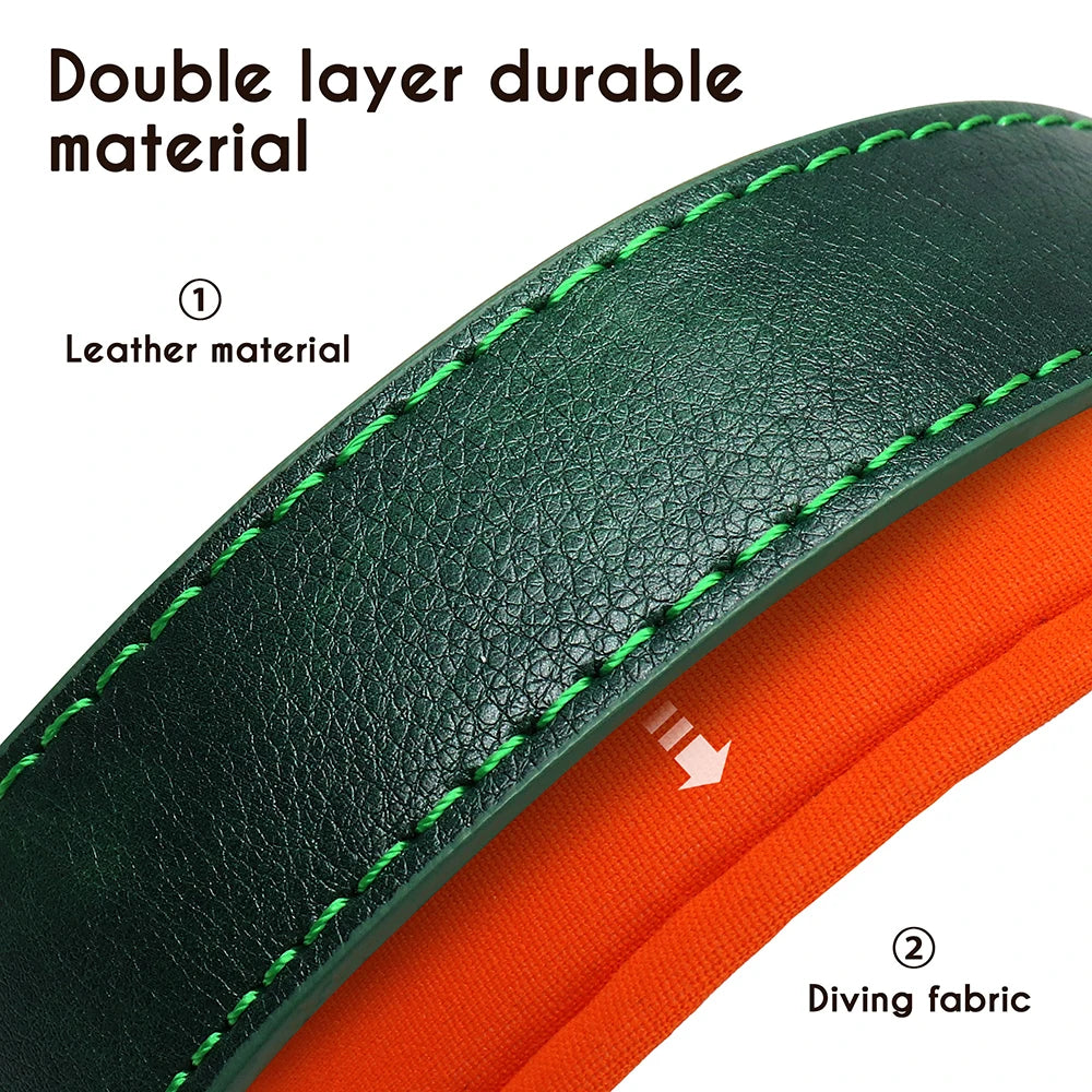 Personalized PU Leather Dog Collar – Free Engraved Nameplate