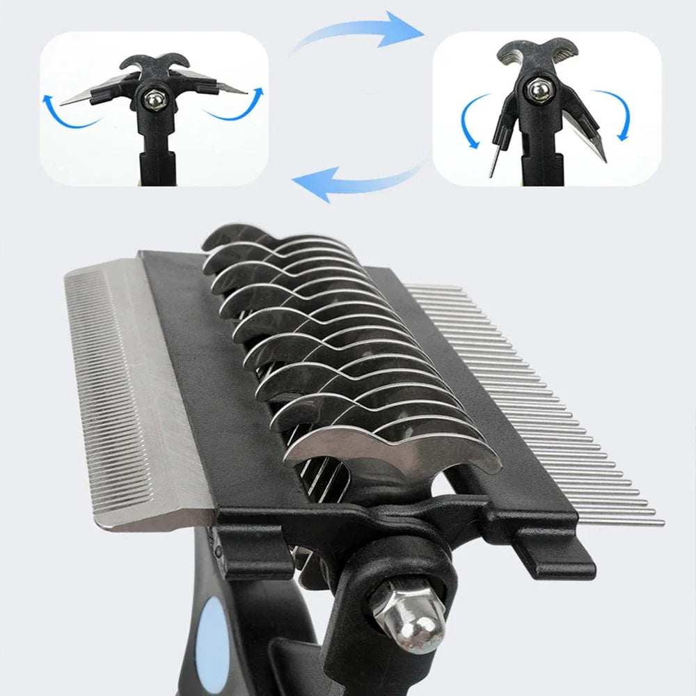 3-in-1 Deshedding Grooming Brush – Brush, Knot Cutter & Smoother