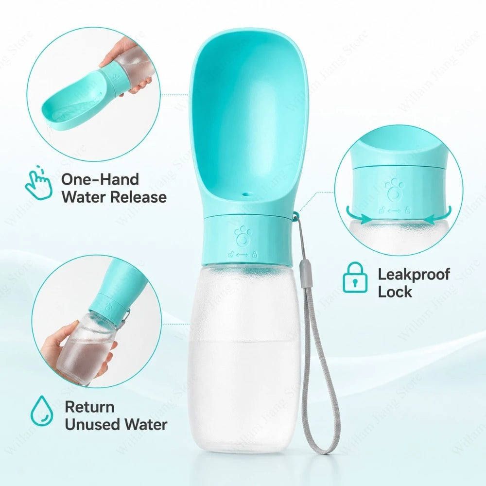 Travel Pet Water Bottle – 300/500 ml Portable Dispenser