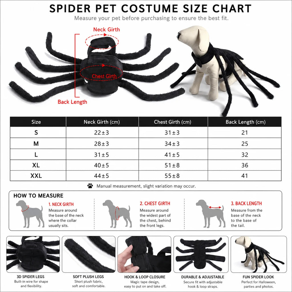 Spider Halloween Costume – Creepy 8-Leg Cosplay for Dogs & Cats
