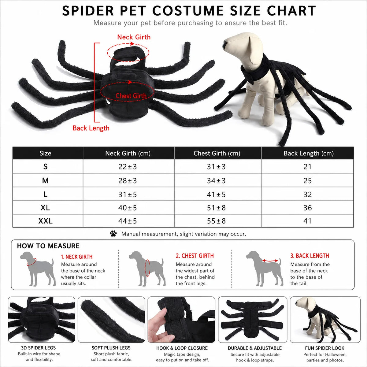 Spider Halloween Costume – Creepy 8-Leg Cosplay for Dogs & Cats