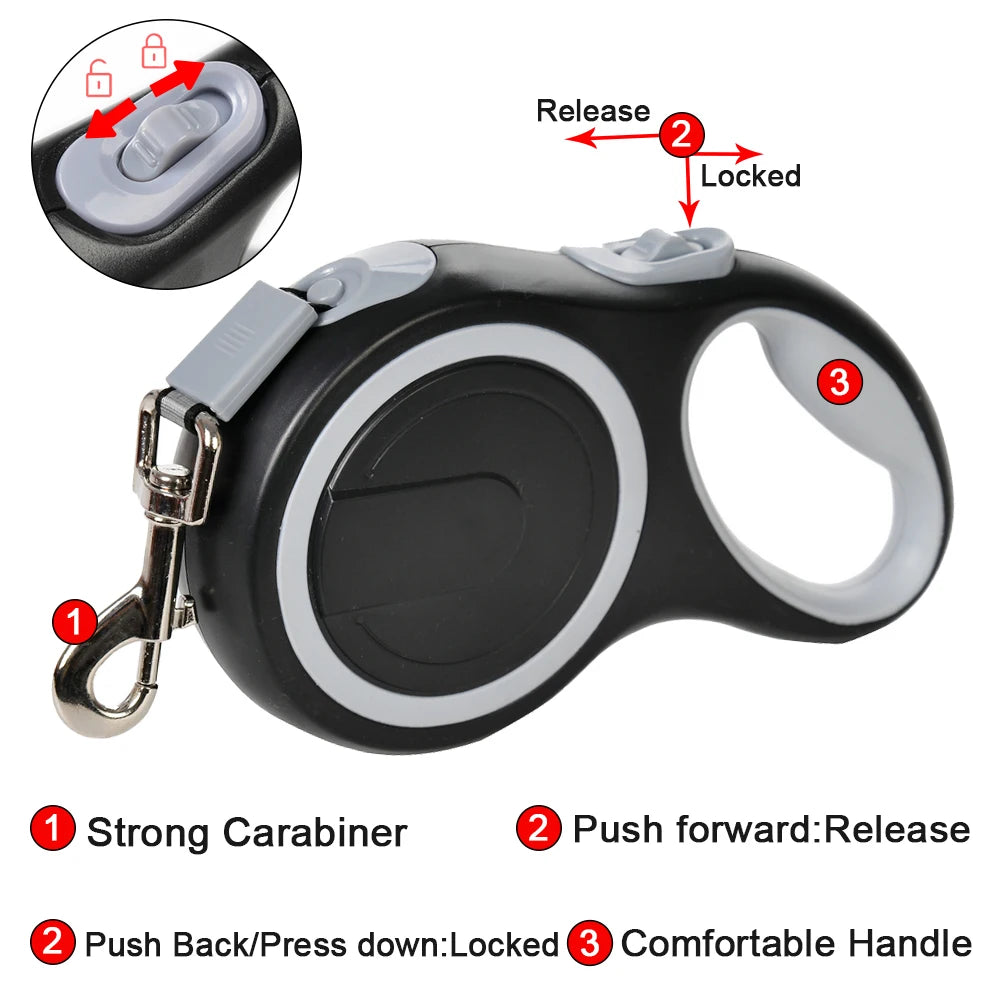 Retractable Dog Leash – 5m/8m Heavy-Duty Walking Leash