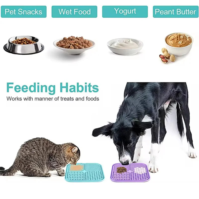 Silicone Licking Mat with Suction Cups – Slow Feeder & Anxiety Relief