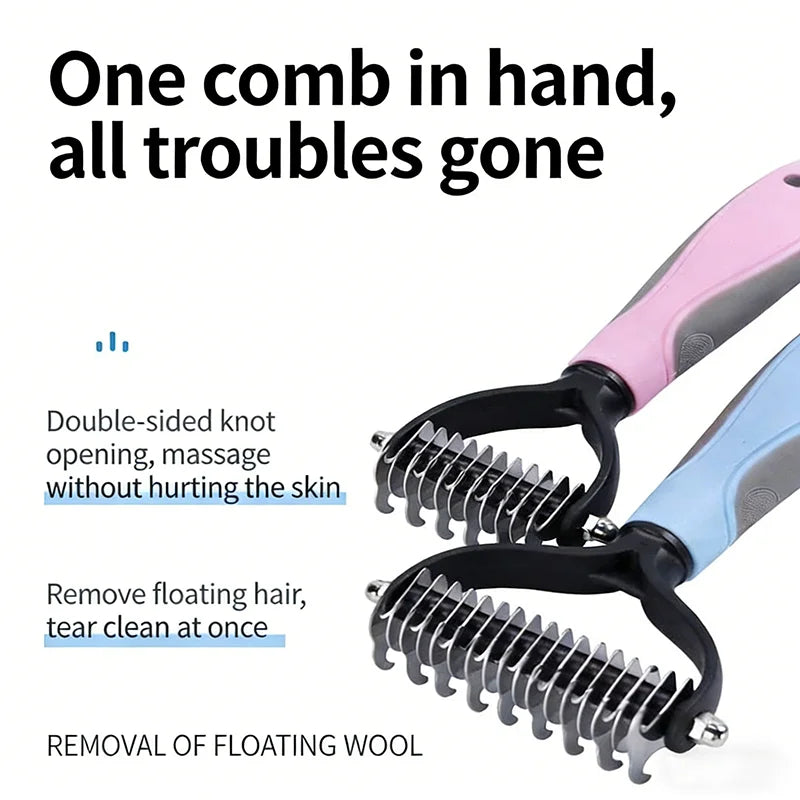 Double-Sided Stainless Dematting Rake – Knot Cutter & Deshedder