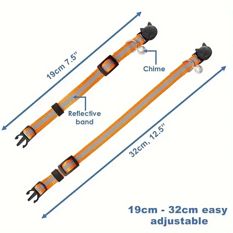 Reflective Breakaway Cat Collars – 10-Pack with Bells