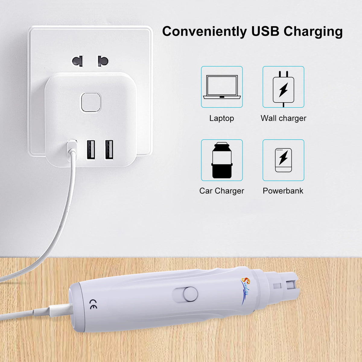 Quiet Electric Nail Grinder – USB Rechargeable Pet Nail Trimmer