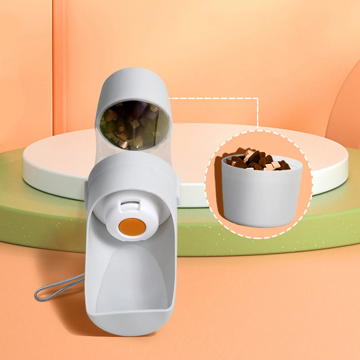 Portable Pet Water Bottle with Food Storage – Travel Feeder