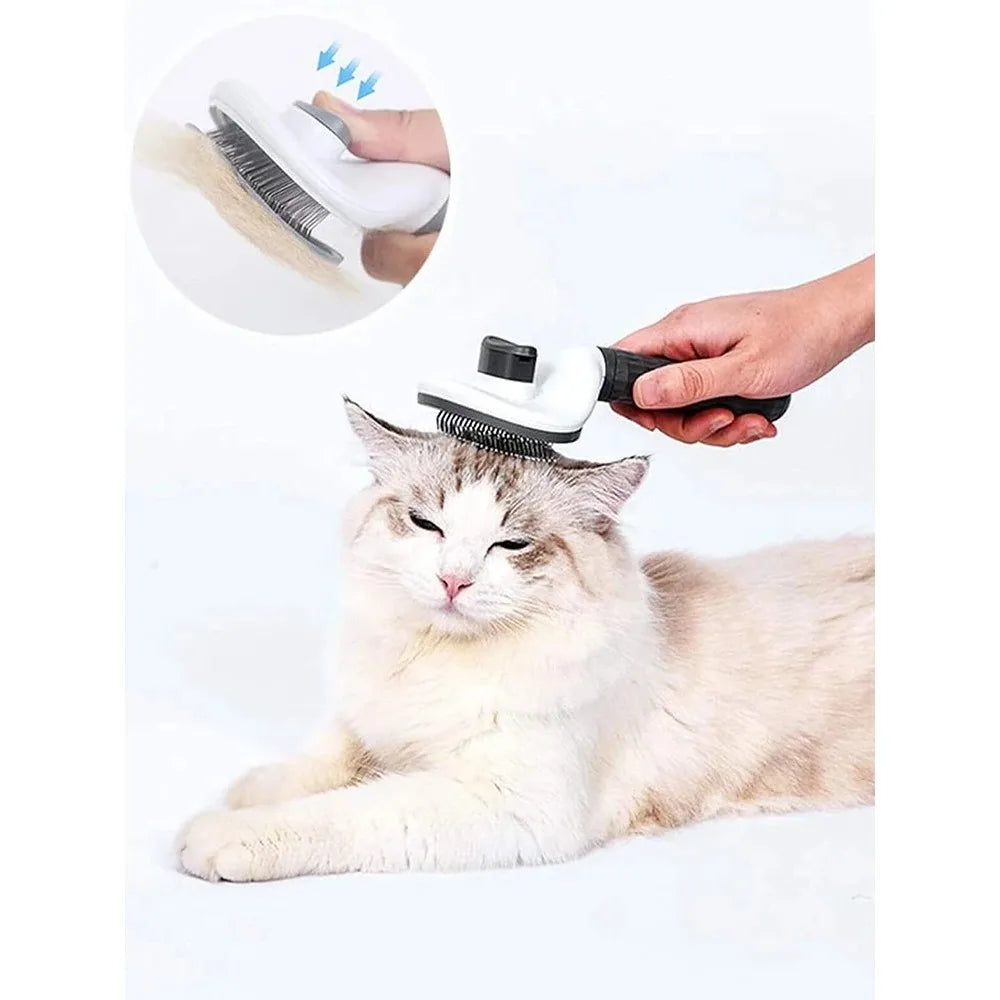 One-Click Pet Hair Removal Comb – Retractable-Pin Slicker