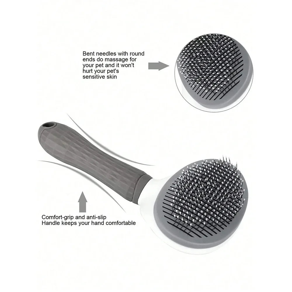 One-Click Pet Hair Removal Comb – Retractable-Pin Slicker