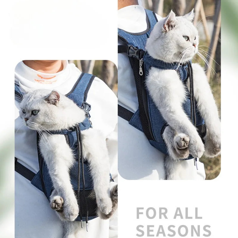 Breathable Double-Shoulder Pet Carrier Backpack – Mesh Travel Carrier