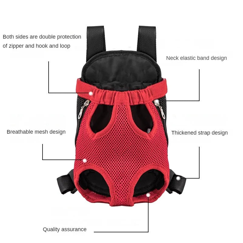 Breathable Double-Shoulder Pet Carrier Backpack – Mesh Travel Carrier
