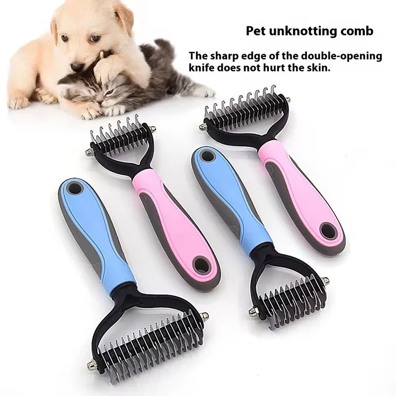 Professional 2-Sided Dematting Brush – Deshedding & Knot Cutter
