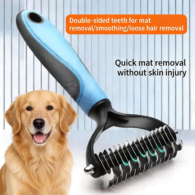 Double-Sided Stainless Dematting Rake – Knot Cutter & Deshedder