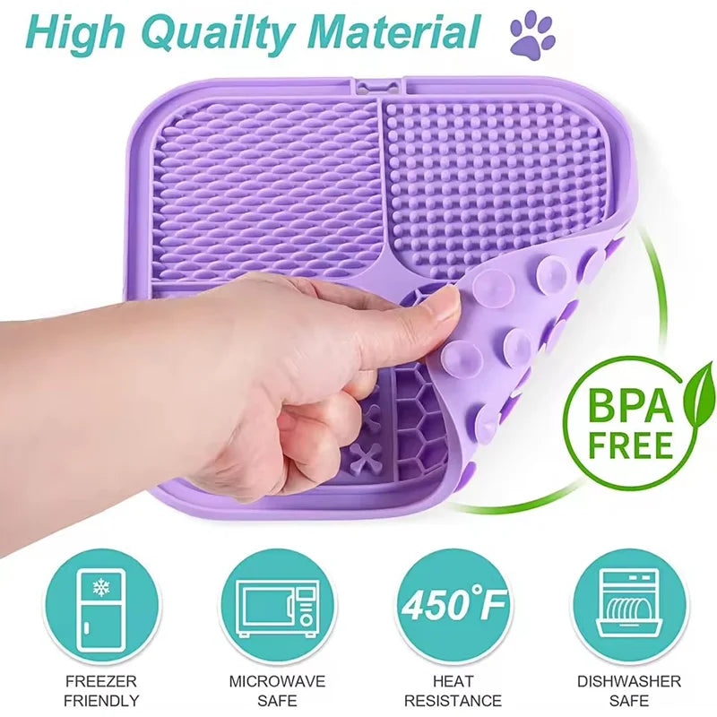 Silicone Licking Mat with Suction Cups – Slow Feeder & Anxiety Relief