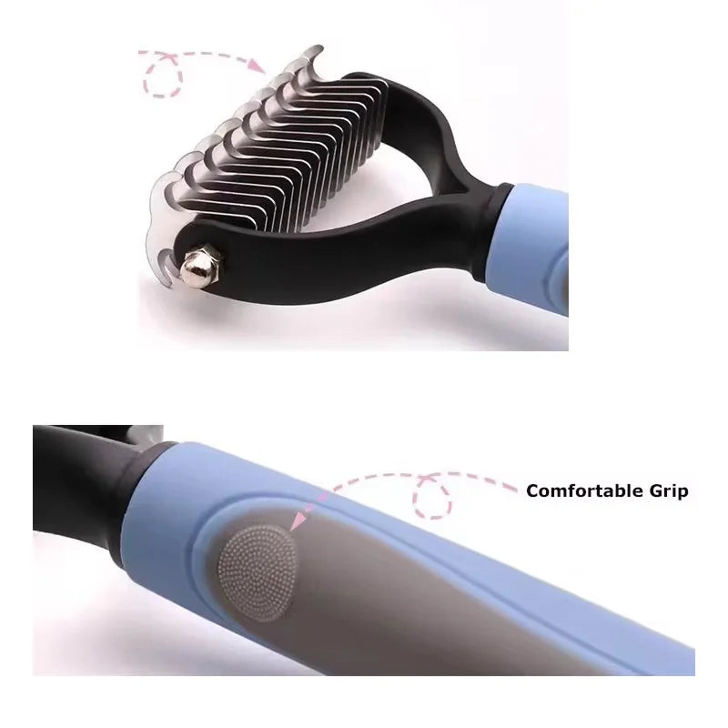 Professional 2-Sided Dematting Brush – Deshedding & Knot Cutter