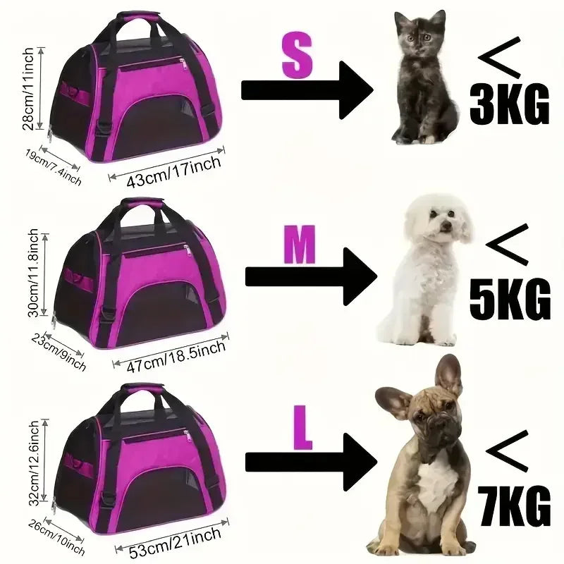 Foldable Mesh Pet Carrier Handbag – Breathable Travel Carrier