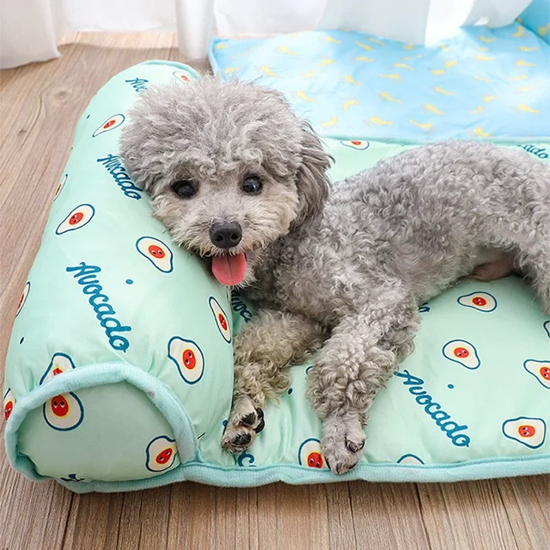 Summer Ice-Silk Cooling Mat – Non-Slip Washable Pet Cooling Pad