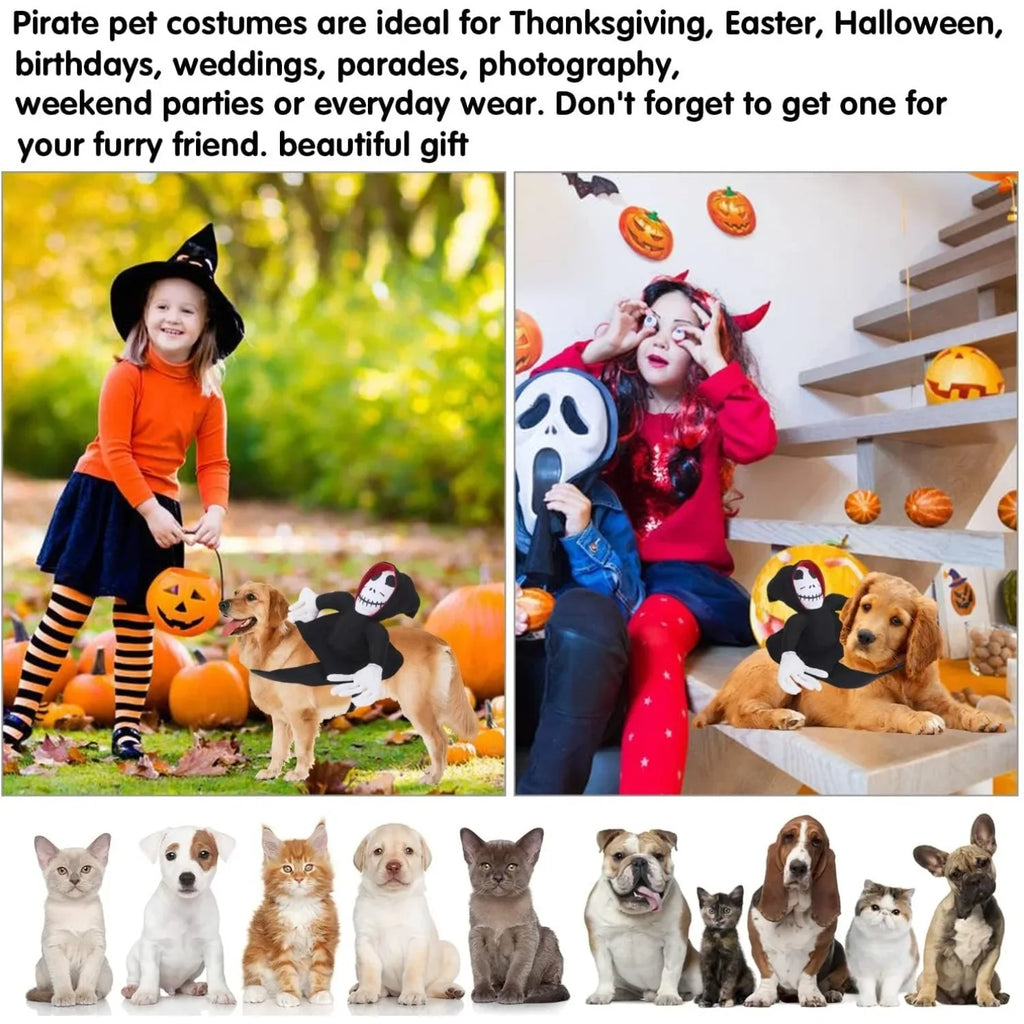 Ghost & Black Cat Halloween Costume – Spooky Dress-Up for Dogs & Cats