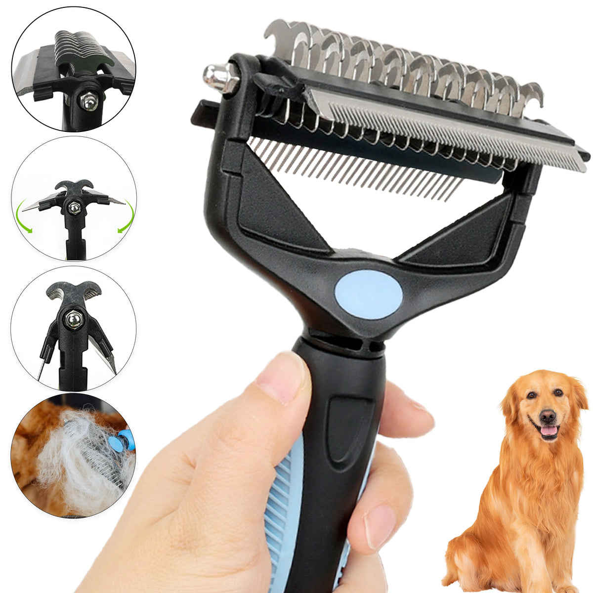 3-in-1 Deshedding Grooming Brush – Brush, Knot Cutter & Smoother
