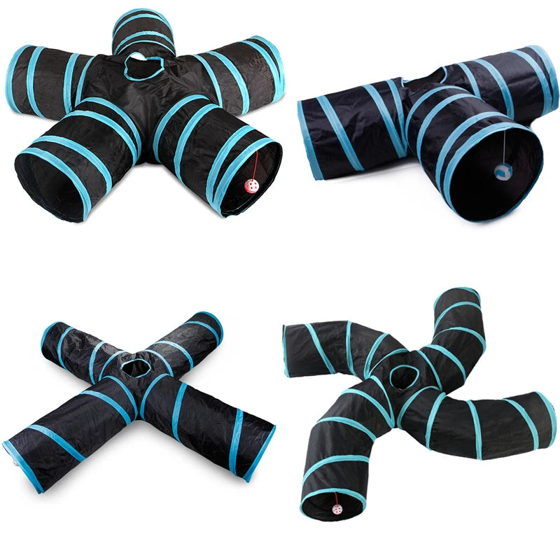 Collapsible Cat Tunnel – Interactive 2/3/4/5-Way Tube Toy