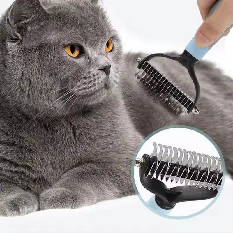 Professional 2-Sided Dematting Brush – Deshedding & Knot Cutter