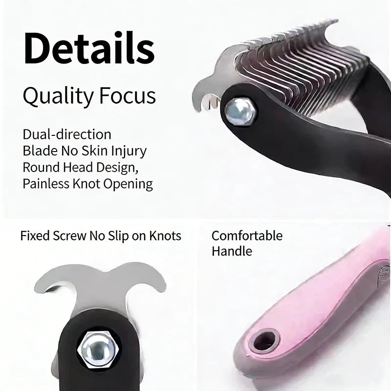 Double-Sided Stainless Dematting Rake – Knot Cutter & Deshedder