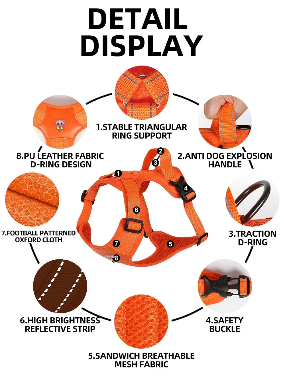 Reflective Waterproof Harness Vest – No-Pull Safety Harness for Medium & Large Dogs