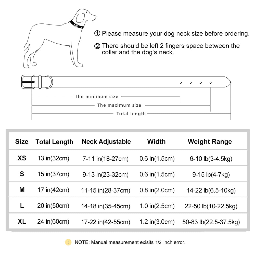 Personalized PU Leather Dog Collar – Free Engraved Nameplate