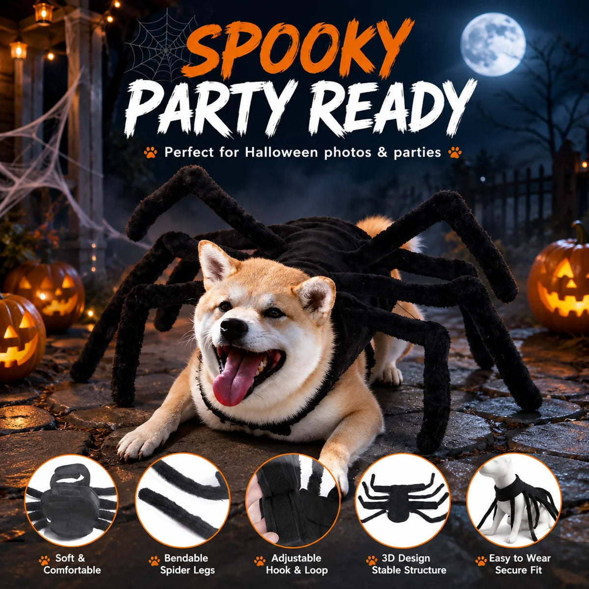Spider Halloween Costume – Creepy 8-Leg Cosplay for Dogs & Cats