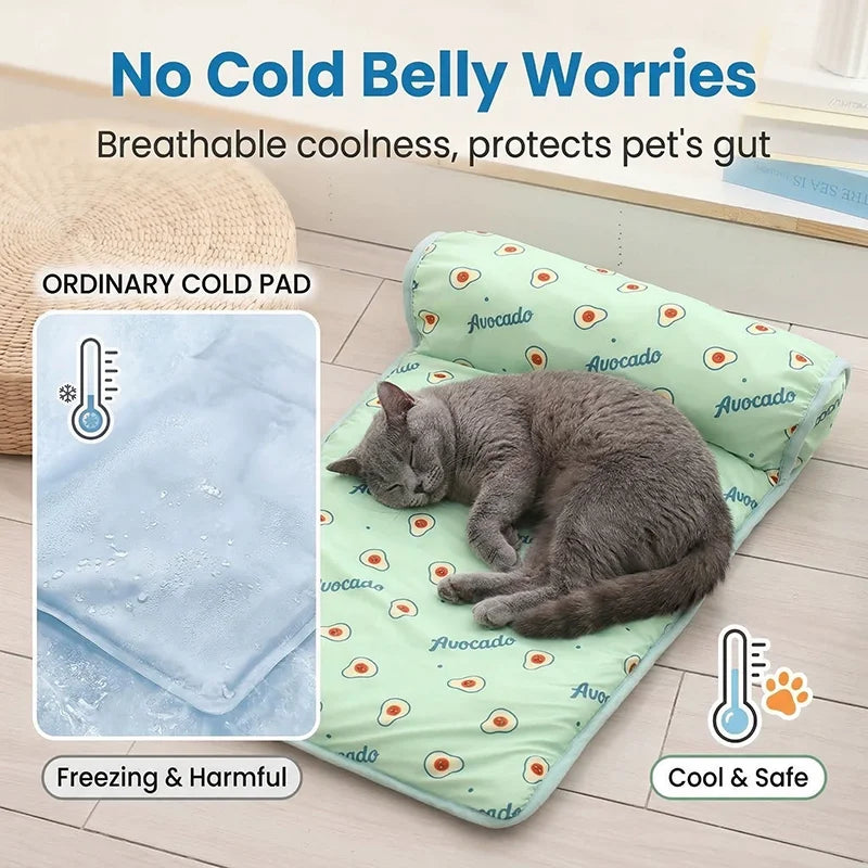 Summer Ice-Silk Cooling Mat – Non-Slip Washable Pet Cooling Pad