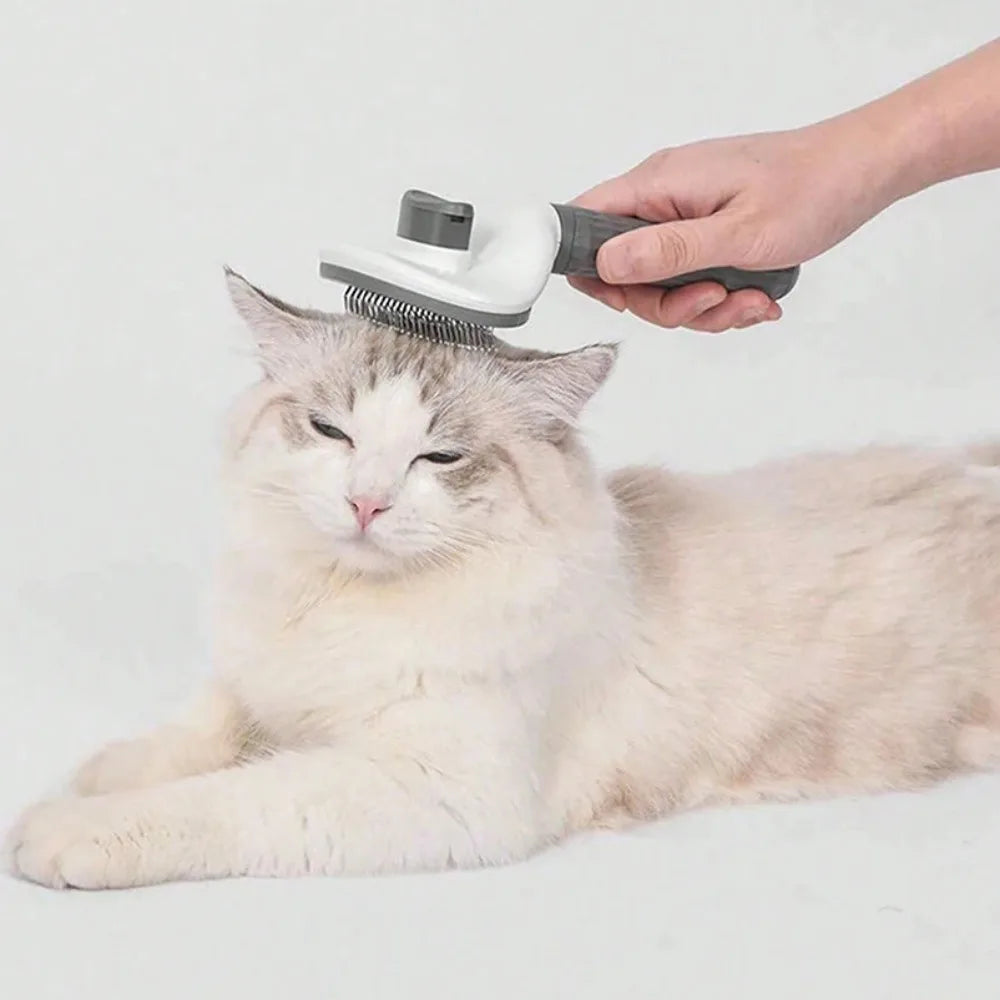One-Click Pet Hair Removal Comb – Retractable-Pin Slicker