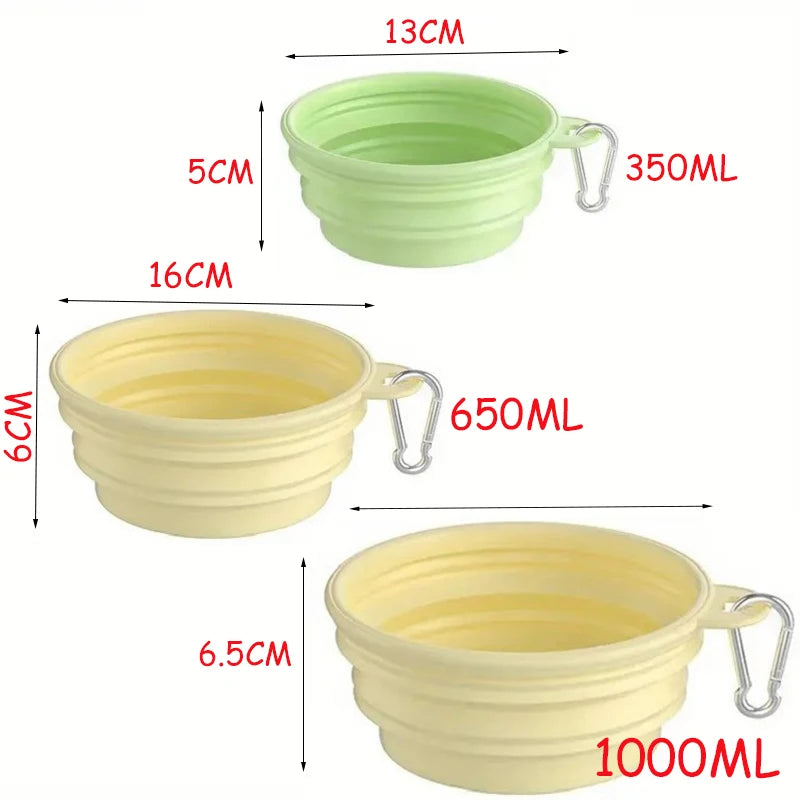 Collapsible Silicone Travel Bowl – 2-in-1 Food & Water Dispenser with Carabiner