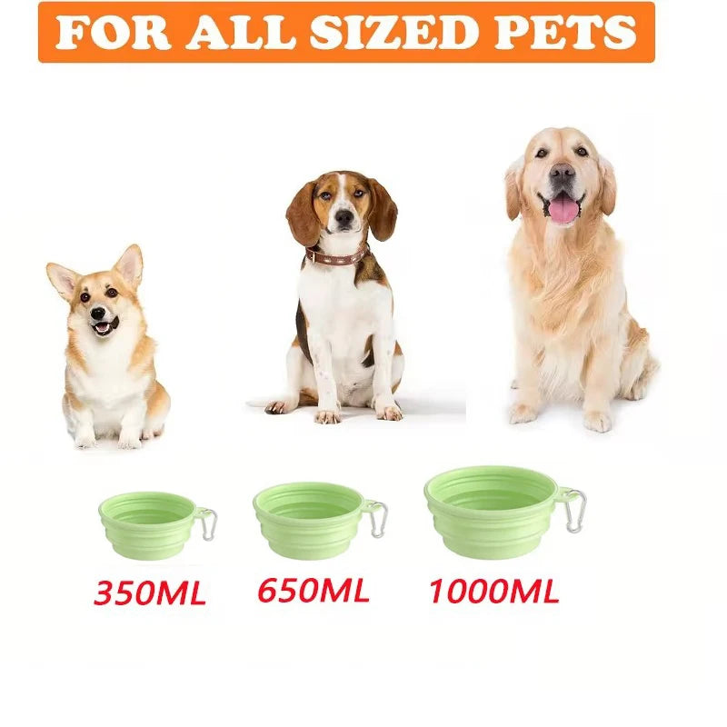 Collapsible Silicone Travel Bowl – 2-in-1 Food & Water Dispenser with Carabiner