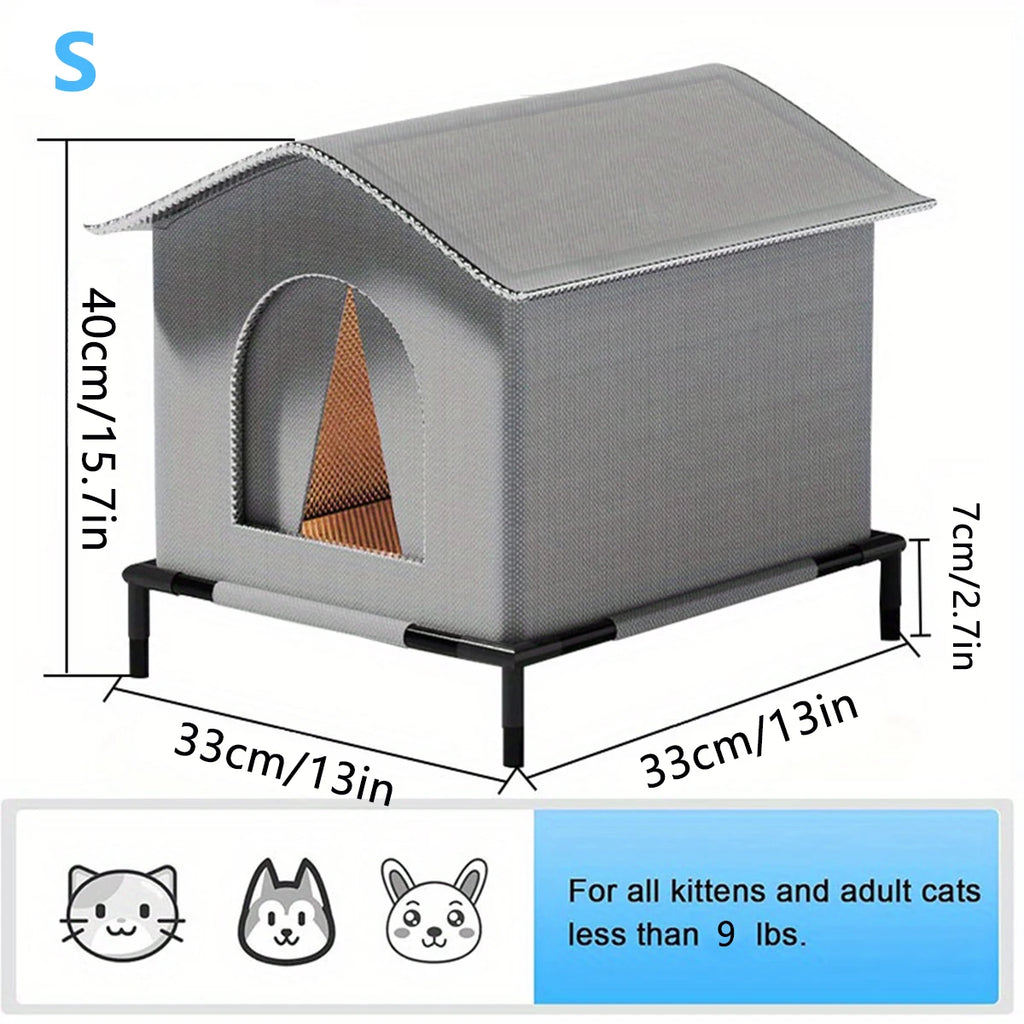 Waterproof Outdoor Cat House – Foldable Shelter with Mat